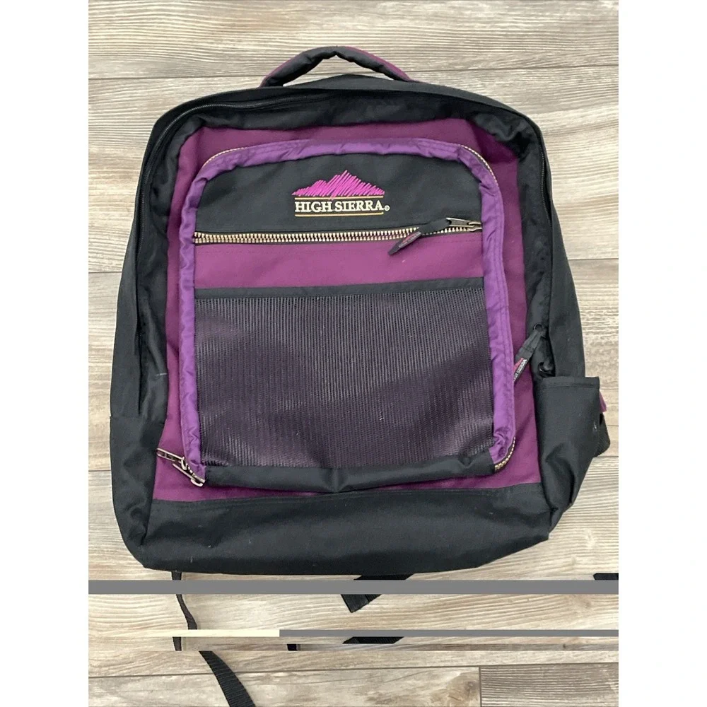 1990s High Sierra Black and Purple Backpack Vintage Endeavors Collection